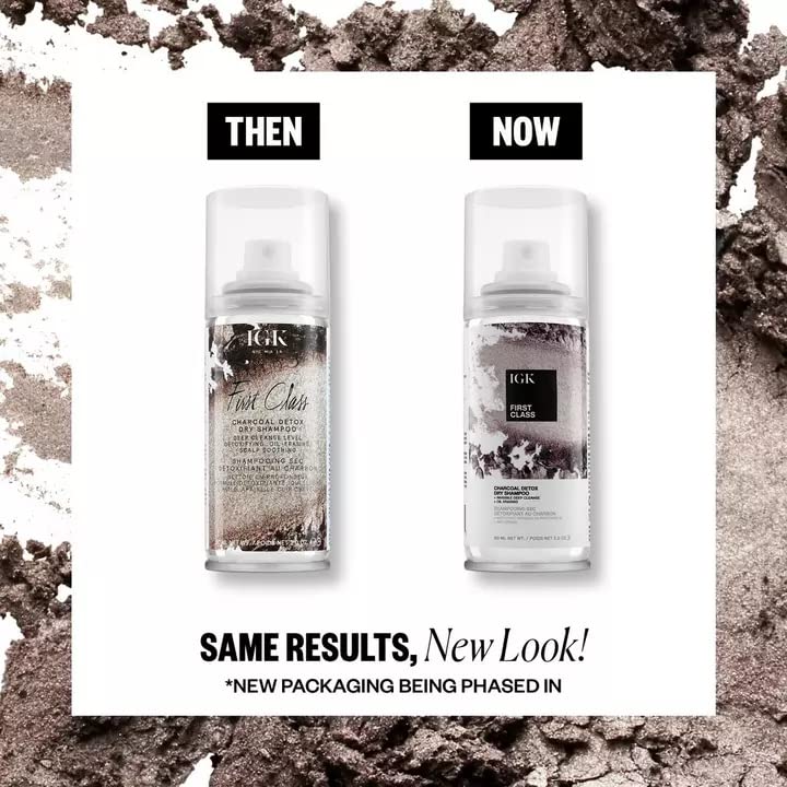 IGK FIRST CLASS Charcoal Detox Dry Shampoo | Volume + Soothes Scalp + Balance Oil | Vegan + Cruelty Free |