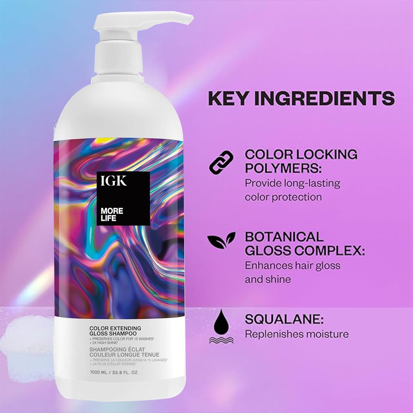 IGK More Life Color Extending Gloss Shampoo 236 ml / 8 oz