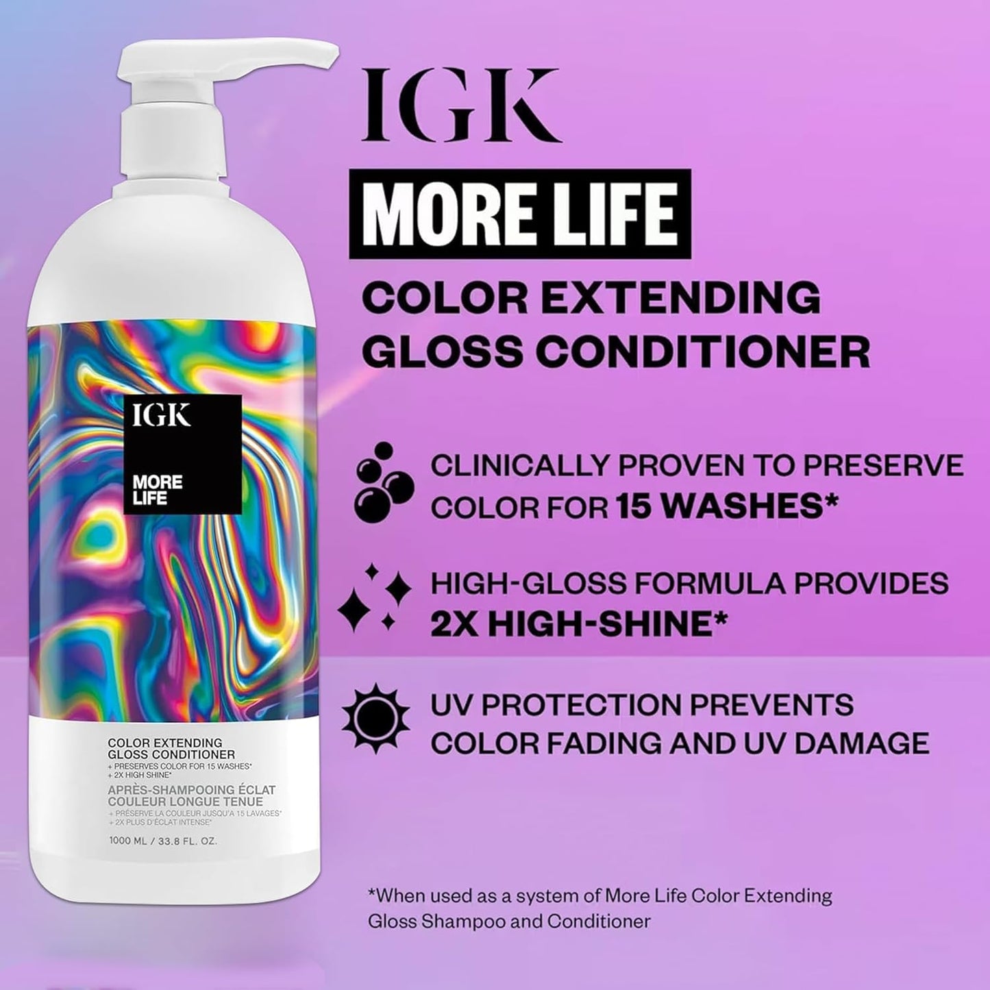IGK More Life Color Extending Gloss Conditioner 236 ml / 8 oz