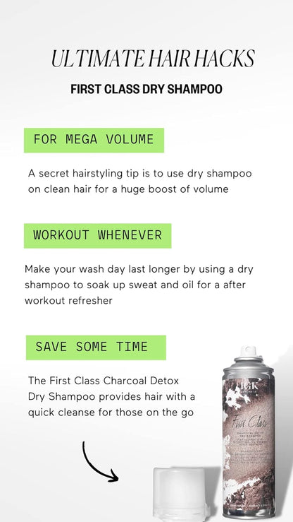IGK FIRST CLASS Charcoal Detox Dry Shampoo | Volume + Soothes Scalp + Balance Oil | Vegan + Cruelty Free |
