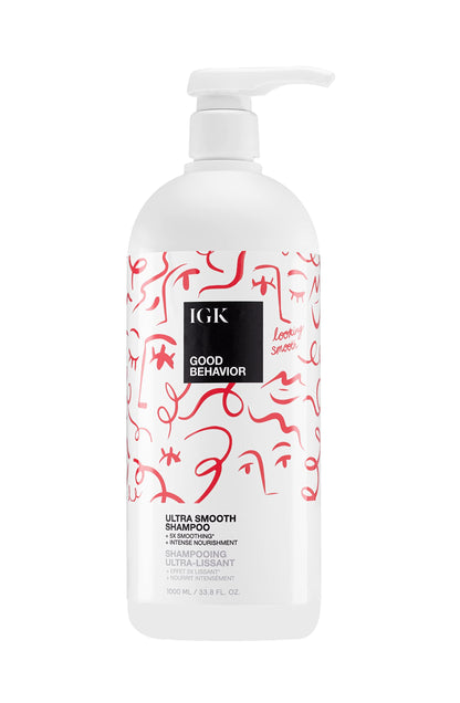 IGK GOOD BEHAVIOR Ultra Smooth Shampoo | Frizz Control + Hydrates + Shine | Vegan + Cruelty Free | 8 Oz