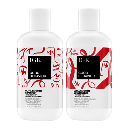 IGK GOOD BEHAVIOR Ultra Smooth Shampoo | Frizz Control + Hydrates + Shine | Vegan + Cruelty Free | 8 Oz